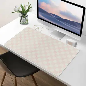 Mackenzie Childs Rosy Check Desk Mat Protector, Waterproof & Non-Slip Base Large Mouse Pad for Home