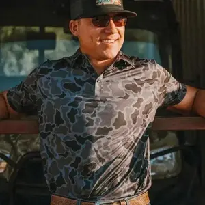 Men’s Trendy Camo Golf Polo Shirt Retro Style Camouflage Casual Tee