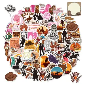 Cowboy Sticker Cowgirl Stickers 100PCS, Western Cowgirl Vinyl Waterproof Stickers for Kids Adults Pink Decals for Water Bottle Laptop Scrapbook Phone