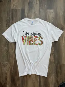 Christmas Vibes Women's T-shirt Casual Cotton Womenswear Breathable Fabrics Summer