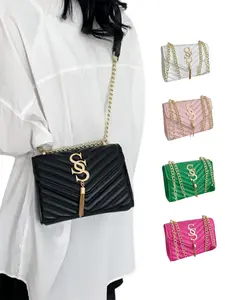 Women's Fashionable Chain Strap Crossbody Bag, Casual Versatile Solid Color Shoulder Bag for Daily Used, Trendy All-match Commuter Bag, Chic Chain Crossbody