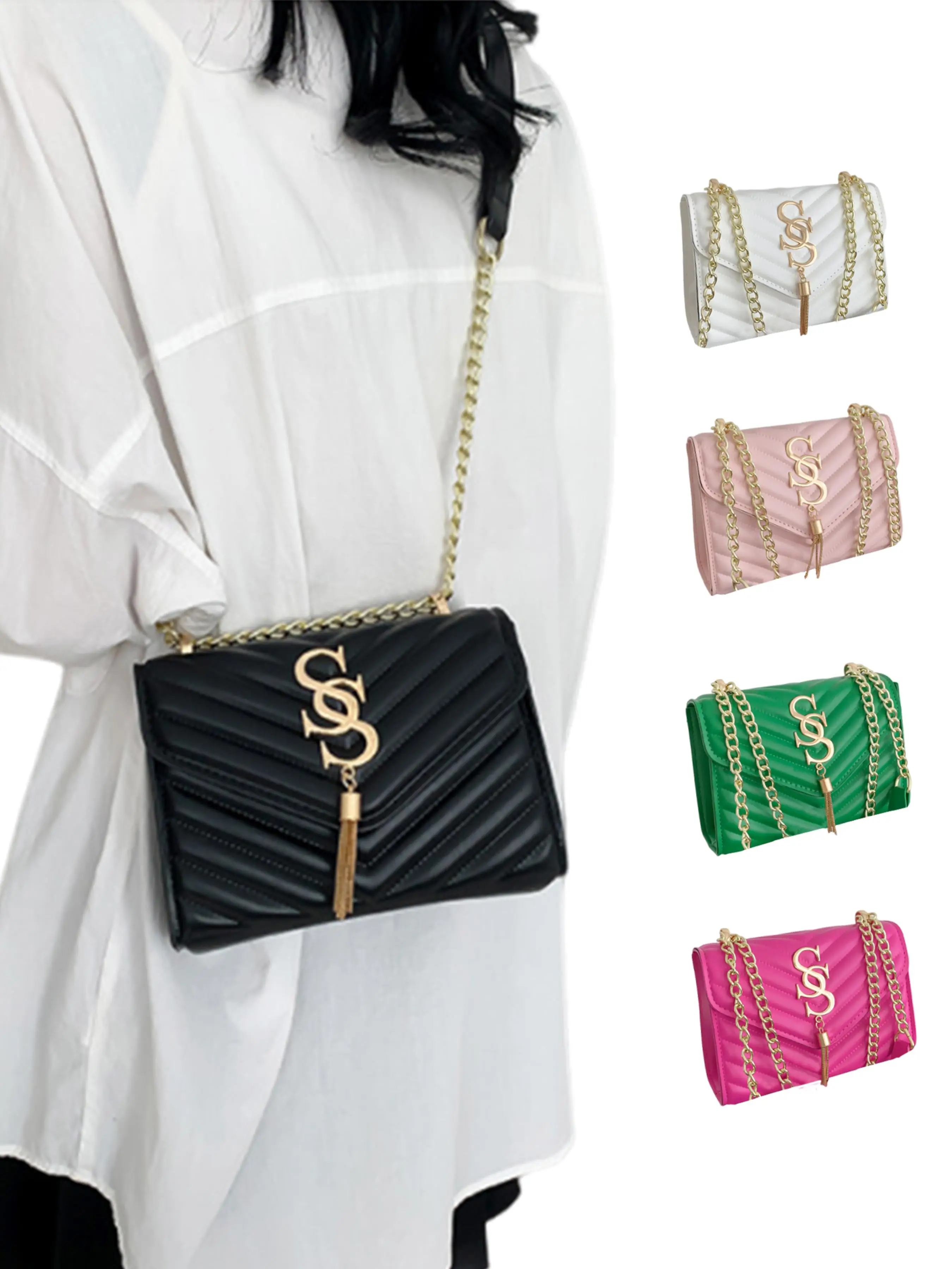 Women's Fashionable Chain Strap Crossbody Bag, Casual Versatile Solid Color Shoulder Bag for Daily Used, Trendy All-match Commuter Bag