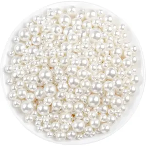 800pcs Ivory Glossy Acrylic Pearl Beads - DIY Mix Loose Beads for Jewelry Making, Vase Filler (Assorted Sizes), Acrylic Beads, Diy Mix Beads