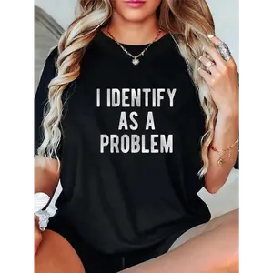 Cotton I Identify As A Problem Funny Humor Joke Sarcastic Quote T-Shirt