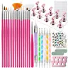 Nail Art Tools Set, 15 Nail Art Brushes 6 Nail Dotting Tool 3 Nail Stickers 2nail buffer 2 toe separator with Nail Stand Holder for Nail Tech & Beginners Nail Art Supplies Kit (Pink)