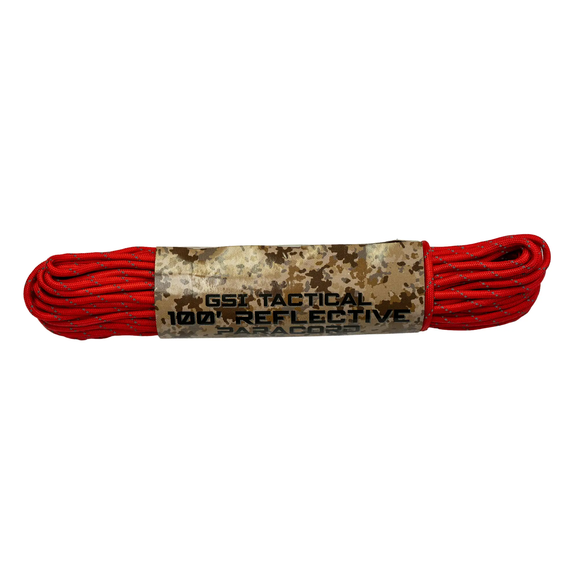 GSI Tactical Reflective Paracord 100ft Military Green Durable UV & Rot Resistant 7 Strand Core 32 Strand Diamond Braid for Low Light Visibility