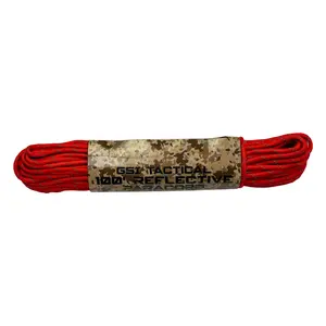 GSI Tactical Reflective Paracord 100ft Military Green Durable UV & Rot Resistant 7 Strand Core 32 Strand Diamond Braid for Low Light Visibility