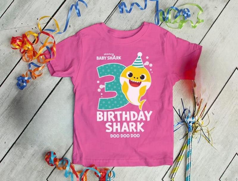Tstars 3rd Birthday Baby Shark Shirt 3 Year Old Birthday Boy Girl Toddler Kids T-Shirt Funny Graphic Tee