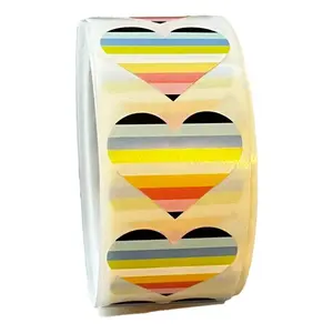 Queer Flag Heart Stickers * 500 Stickers Per Roll (1" x 1")