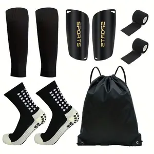5-Piece Soccer Shin Guards Set With Grip Socks & Calf Sleeves – Complete Leg Protection Kit Includes Self-Adhesive Tape And Carrying Bag – Non-Slip Sports Gear For Football Training & Basketball