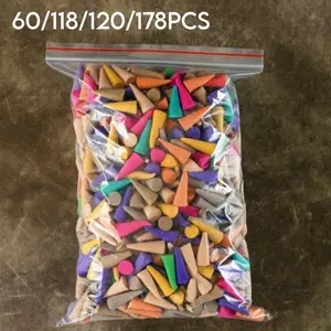 🎨 Mix Color Backflow Incense Cones Set 60/118/120/178Pcs Natural Aromatherapy Waterfall Bullet Cones for Relaxation Home Fragrance Yoga Meditate, Stress Relief Scented Incense Pods with Aesthetic Wooden Lid Storage Jar Gift Pack