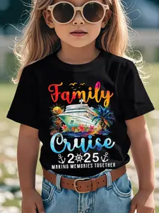 Individualistic round-neck short-sleeved shirts for Boy and girl 🔥   Family Cruise 2025 Vacation Trip Family Matching Cruise Ship Novelty Awesome Graphic Kid T-Shirt Fashion Kid T Shirts Trending Tees Tops for Kid