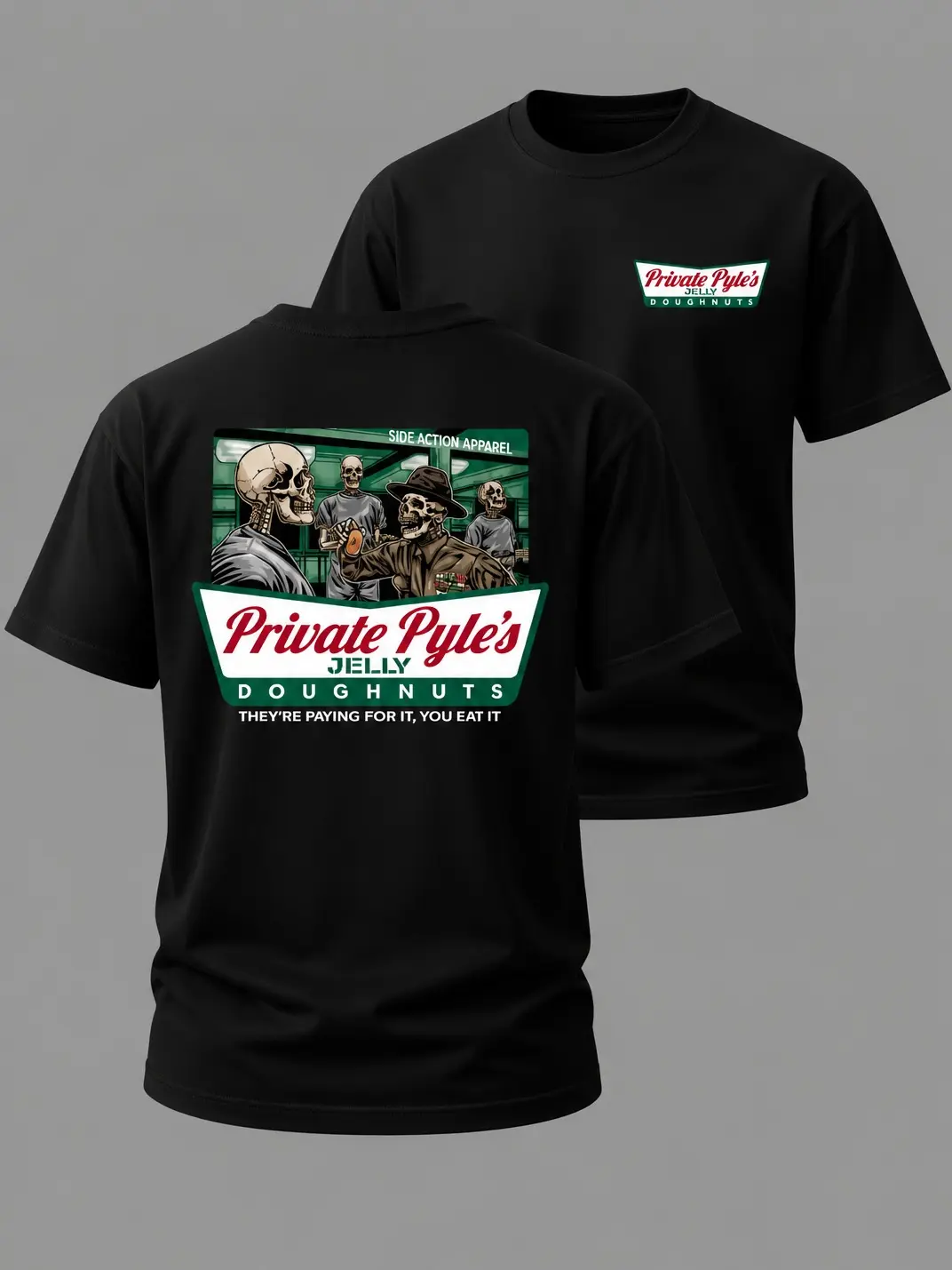 U.S. Marines Private Pyle T-Shirt, Skeleton Drill Instructor Graphic 2 Sides Parody Design, Military Pride Apparel Gift for Men & Women, Streetwear, Graphic Tee, 2000s Outfits Cotton