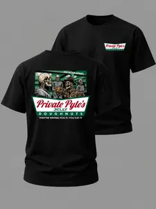 U.S. Marines Private Pyle T-Shirt, Skeleton Drill Instructor Graphic 2 Sides Parody Design, Military Pride Apparel Gift for Men & Women, Streetwear, Graphic Tee, 2000s Outfits Cotton