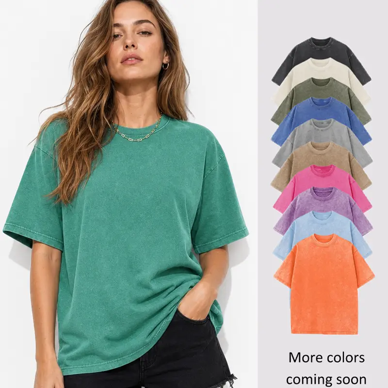 Holafish Women's Acid Wash Vintage Tee, Soft Cotton Crewneck Short Sleeve, Relaxed Fit Retro Summer Streetwear Top with Everyday Casual Vibes summervibes
