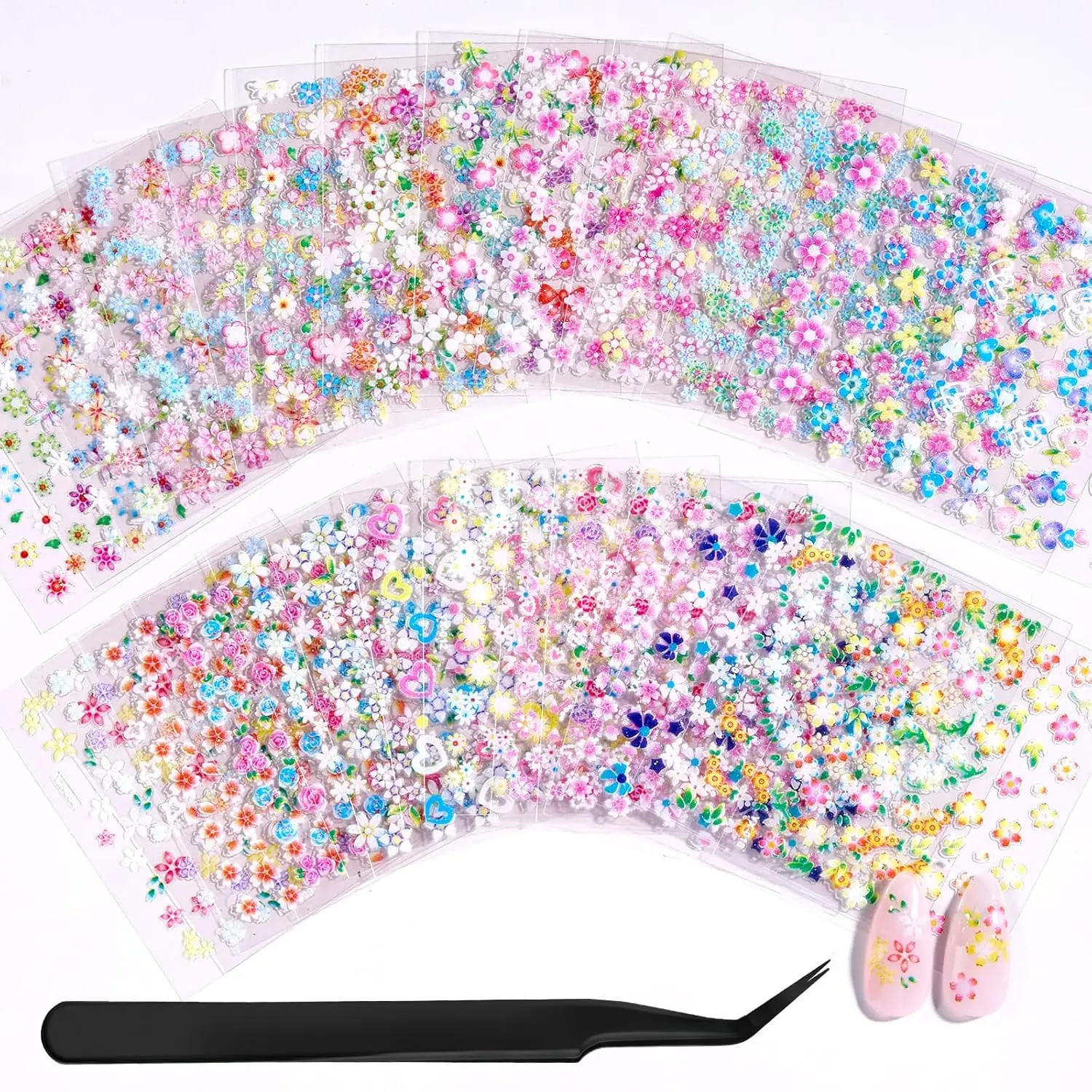 Beetles Flower Nail Art Stickers 30 Sheets 3D Nail Stickers Elk Nails Supplies DIY Decals for DIY Decoration Nails Art