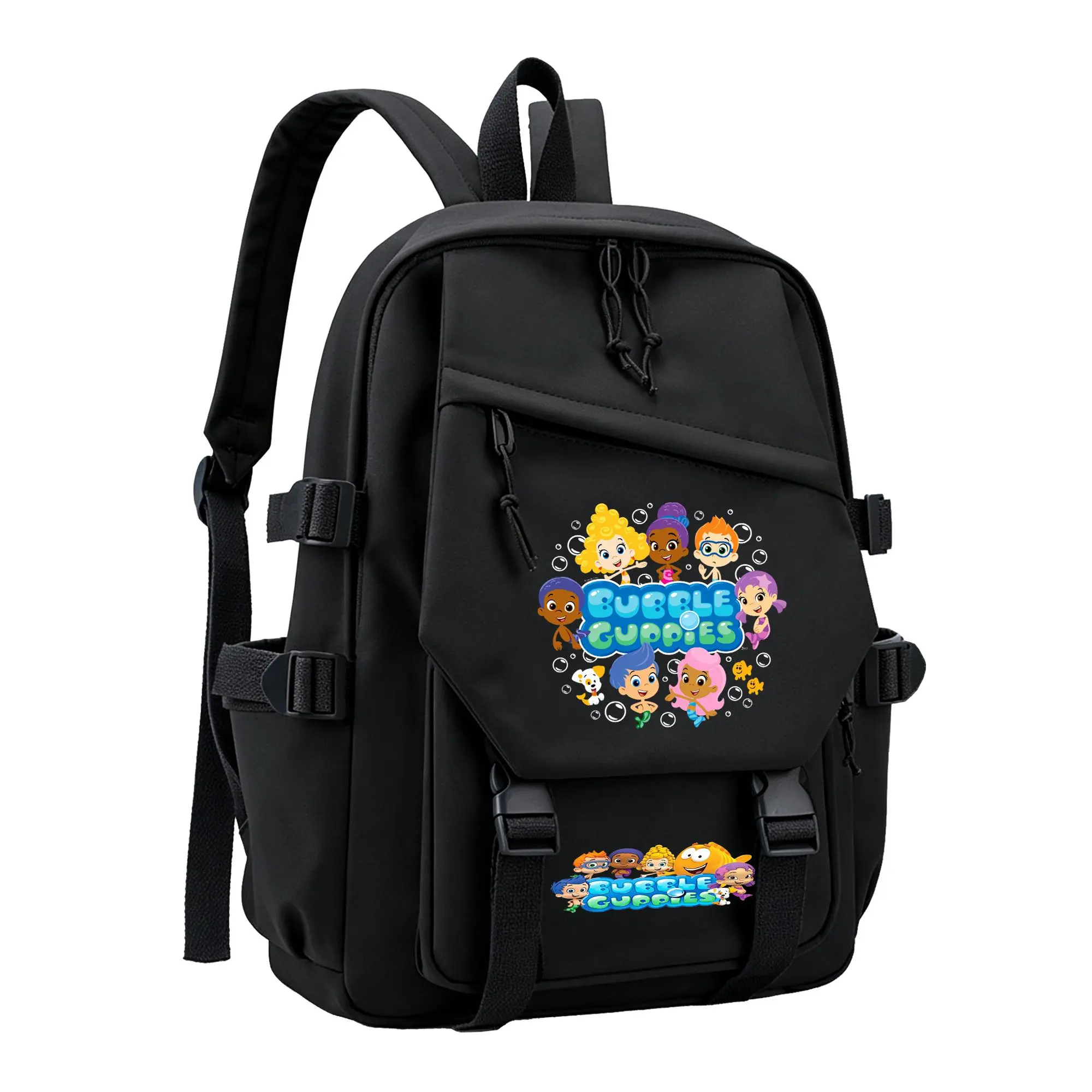 Bubble Guppies Graphic Backpack for Girls, Y2K Black School Bookbag with Keychain, Waterproof Travel Laptop Bag for Teens College d-3