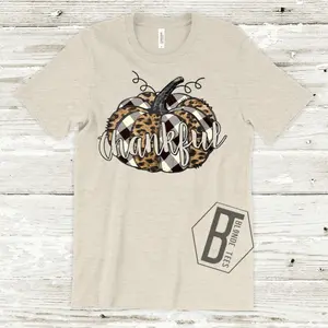 Men's Thankful Leopard Patch Pumpkin T-shirt for Casual Streetwear - Menswear Clothes Top Stylish Gamis Tshirt Tropical Crewneck Shortsleeve Yellow