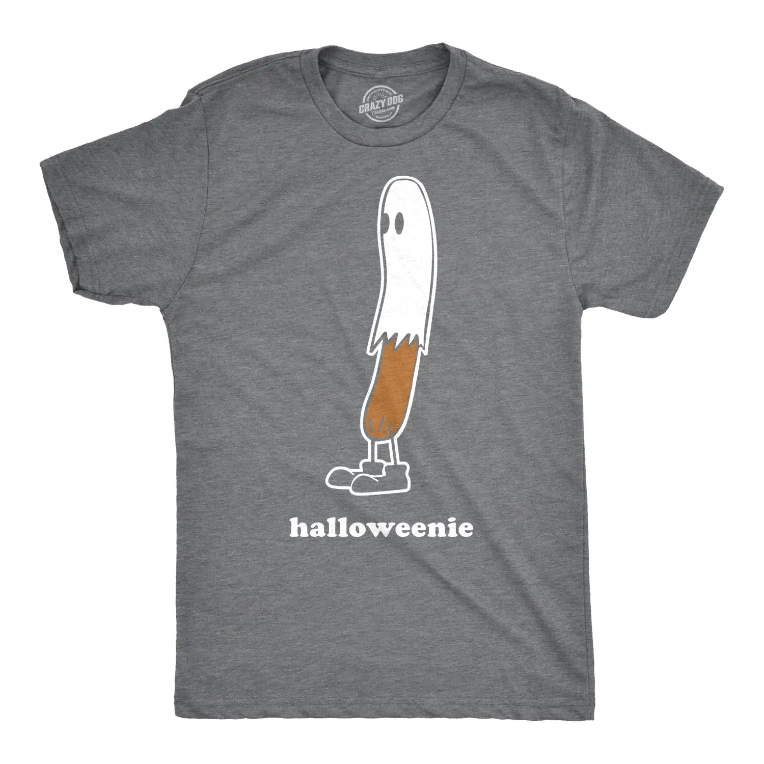Mens Halloweenie T shirt Funny Ghost Hot Dog Tee Scary Halloween Costume T shirt Mens Funny T Shirts Cool Vintage Fashion T-Shirt Gift Classic Menswear Halloween Apparel for Men Funny Dog Short Sleeve Novelty Dark Grey