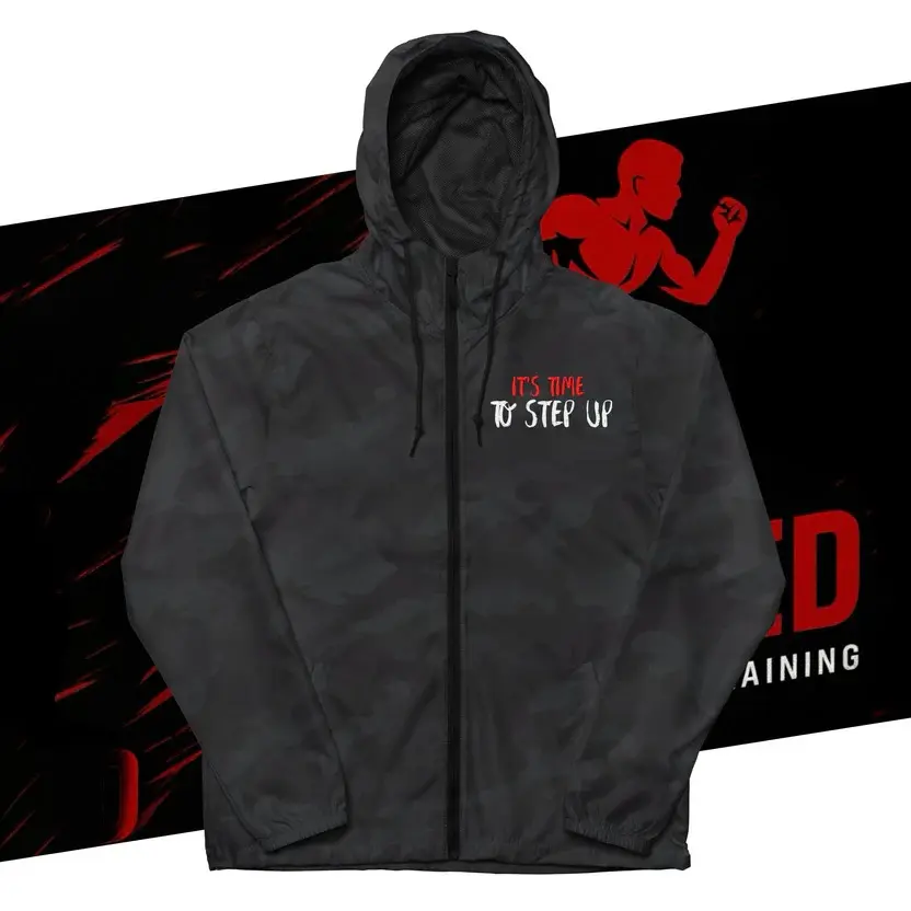 FS Zip Windbreaker - Lightweight Water-Resistant Jacket with Mesh Hood for Athletes & Explorers