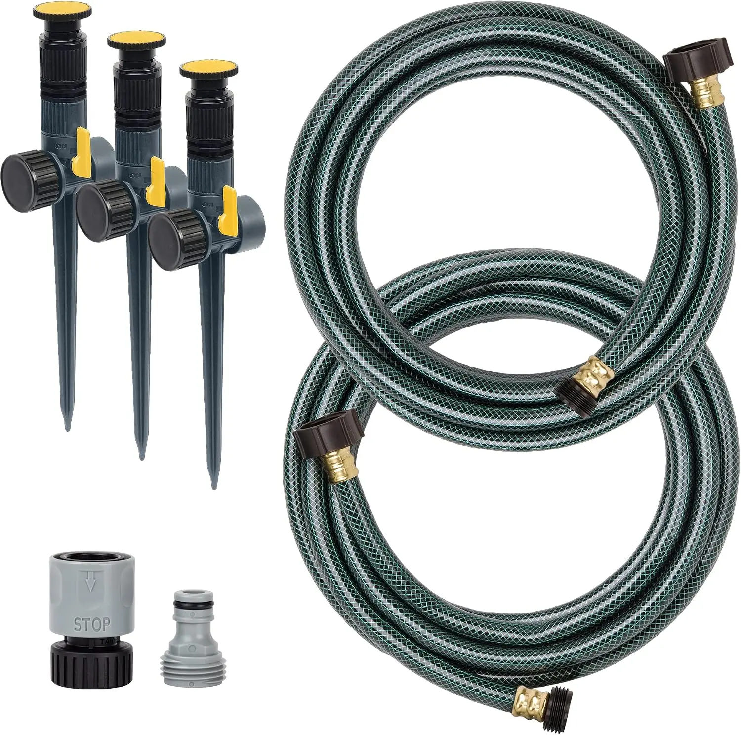 Melnor Multi-Adjustable Watering Set, 1800 Sq Ft: 3 Sprinklers, 2 Hoses | 65191AMZ | Adjustable Angle, Direction & Range | Precision Watering | Gentle Spray | Flexible Placement