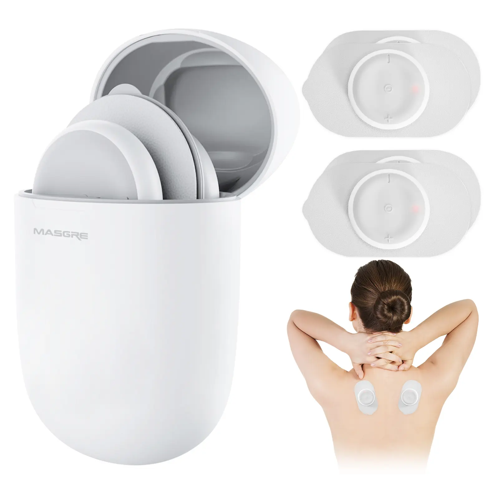 MASGRE EMS TENS Unit Muscle Stimulator for Back Pain Relief, Shoulder Pain Relief, Neck Pain, Sciatica Pain Relief, Nerve Pain Relief Smart Portable Pulse Massager EMS Low-Frequency Pulse with Rechargeable Multi Neck and Shoulder Massage for Improvement