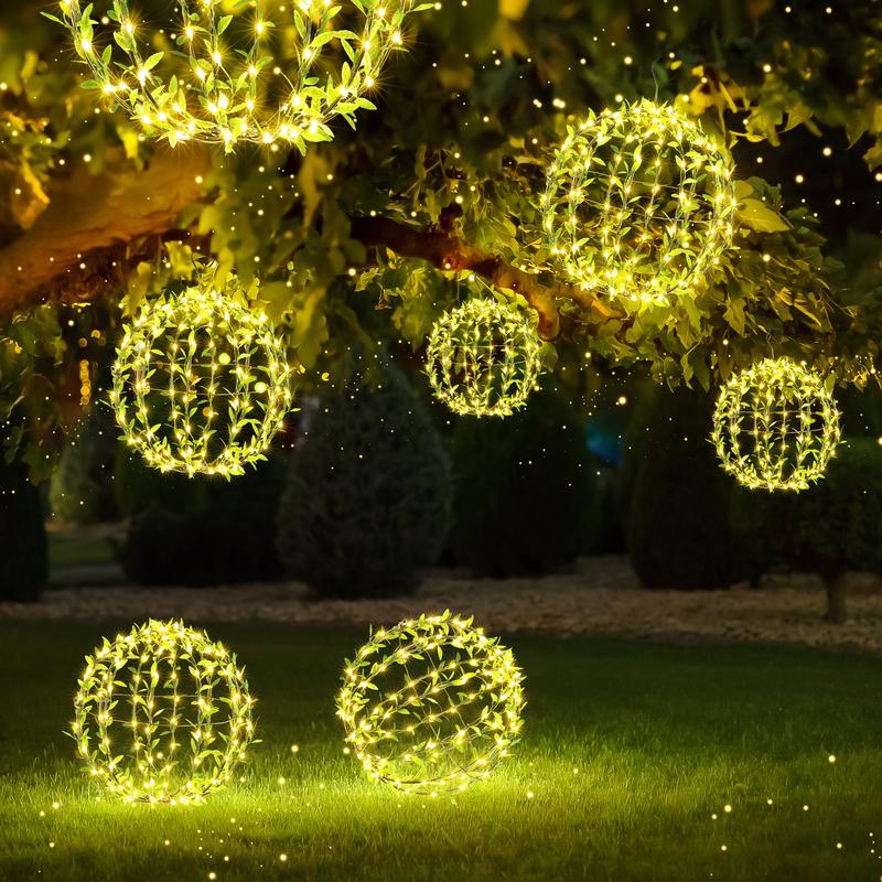 Solar Hanging Tree Lights - 12 Inch 120 LED Outdoor Solar Ball Lights 2 ...