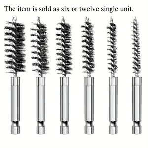 Bore Brush Set Variety Of Size & Shape Stainless Steel Twisted Wire Brush For Cleaning Rust, Auto, Corrosion, Tubes Holes, 1/4in Hex Drill Shank For Power Drill Impact Driver, 4" Long, Cleaning Supplies, Cleaning Tool, Hand Tools