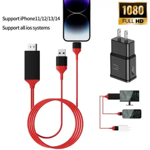 1080P For iPhone to HDMI Adapter Cable Phone to TV Cord Plug and Play Converter