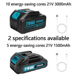 21v 1500/3000mAh optional Lithium-Ion High Capacity Battery Type-C Charging, Compatible with Maktec Tools, Cordless Tool Batteries, Lithium Ion Replacement Replaceable Battery for Chainsaws, Drills, Nail Guns, Pruning Shears, Lithium Rechargeable Battery