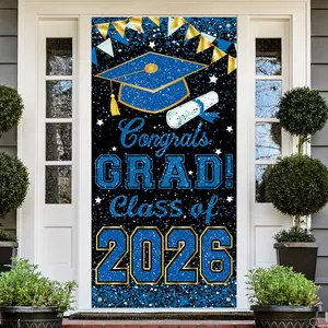 73 x 36 Inch Congrats Grad Class of 2026 Sign Banner Door Cover, Graduation Party Decorations, Large Front Door Porch Sign Backdrop for Wall Indoor Outdoor Photo Booth Props Party Supplies