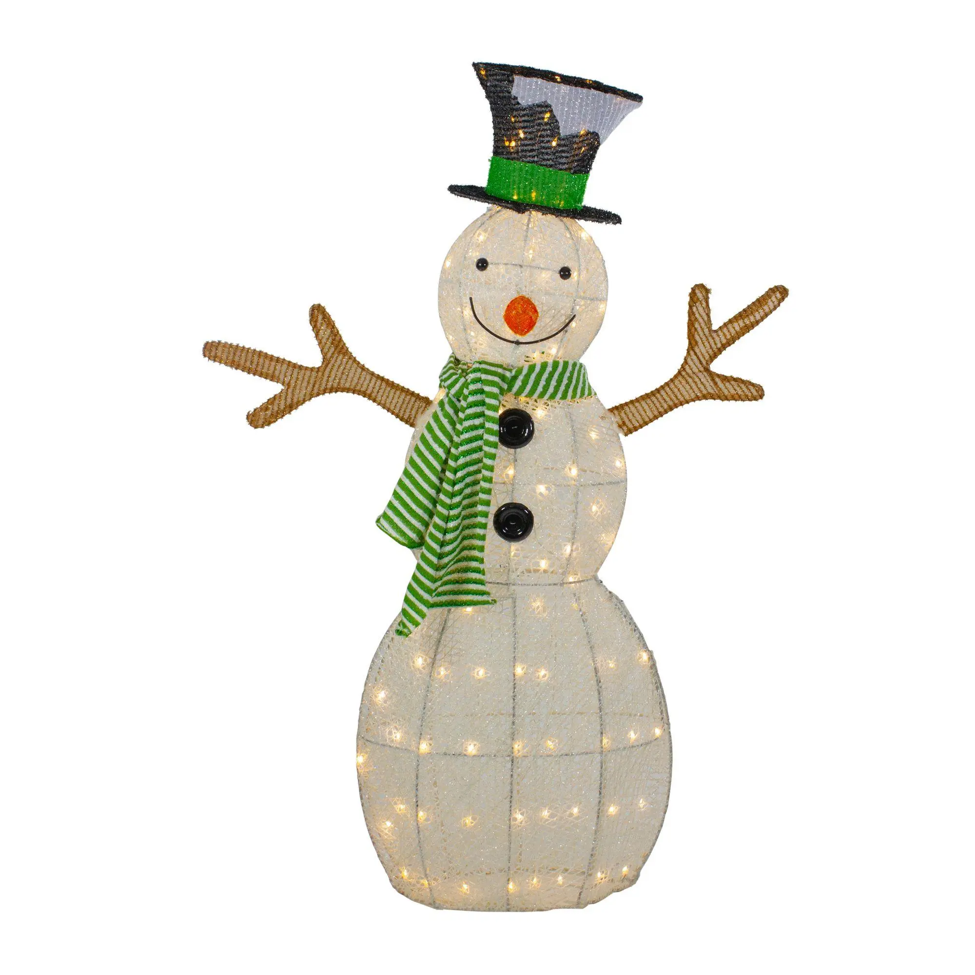 Northlight 43" LED  Snowman w/Top Hat & Green Scarf Decoration