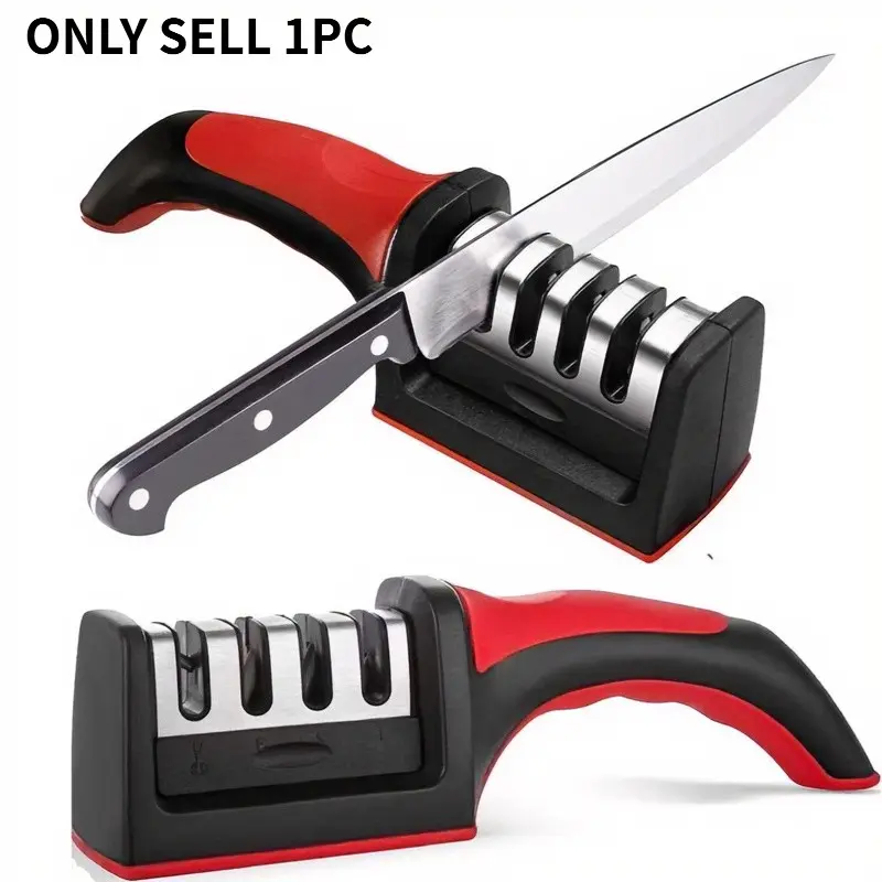 4-Stage Professional Portable Kitchen, Home Knife Sharpener - Helps Repair, Restore, Polish Blades and Sharpening Slot Diamond, Ceramic & Knife Sharpener, Safety Design, Easy Sharpening Tool Kitchenware