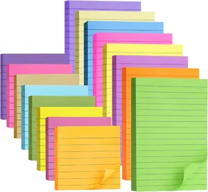 Mr. Pen- Lined Sticky Notes Set,16 Pads, 4"x6" and 3"x3", 720 Sheets, Pastel Colors, Sticky Notes with Lines