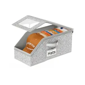 Stackable Hat Storage Boxes for Baseball Caps, Holds Up to 24 Hats, Durable Cardboard Box for Men, Classic Style, Wardrobe Organizer