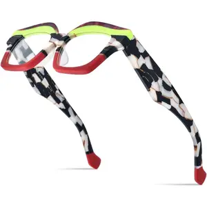Multicolor Acetate Glasses Frame Women Oversize  Round Eyeglasses Optical Spectacles 9271