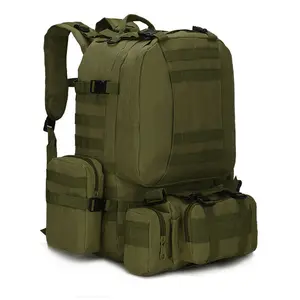 Military Style Tactical Backpacks 4 in 1 for Camping Hiking Hunting Bug Out Bag Outdoor 55L Assault Pack Green