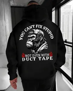 You Can’t Fix Stupid Not Even With Duct Tape Hoodie – Sarcastic Men’s Hoodie – Funny Attitude Gorilla Graphic – Grumpy Humor Gift