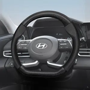 Suitable for Hyundai Breathable Leather Matte Carbon Fiber Texture Steering Wheel Cover Suitable for Elantra N Sonata Ioniq 5 5N 6 9 Venue Kona Santa Cruz Tucson Santa Fe Palisade Dior Casper Grandeur