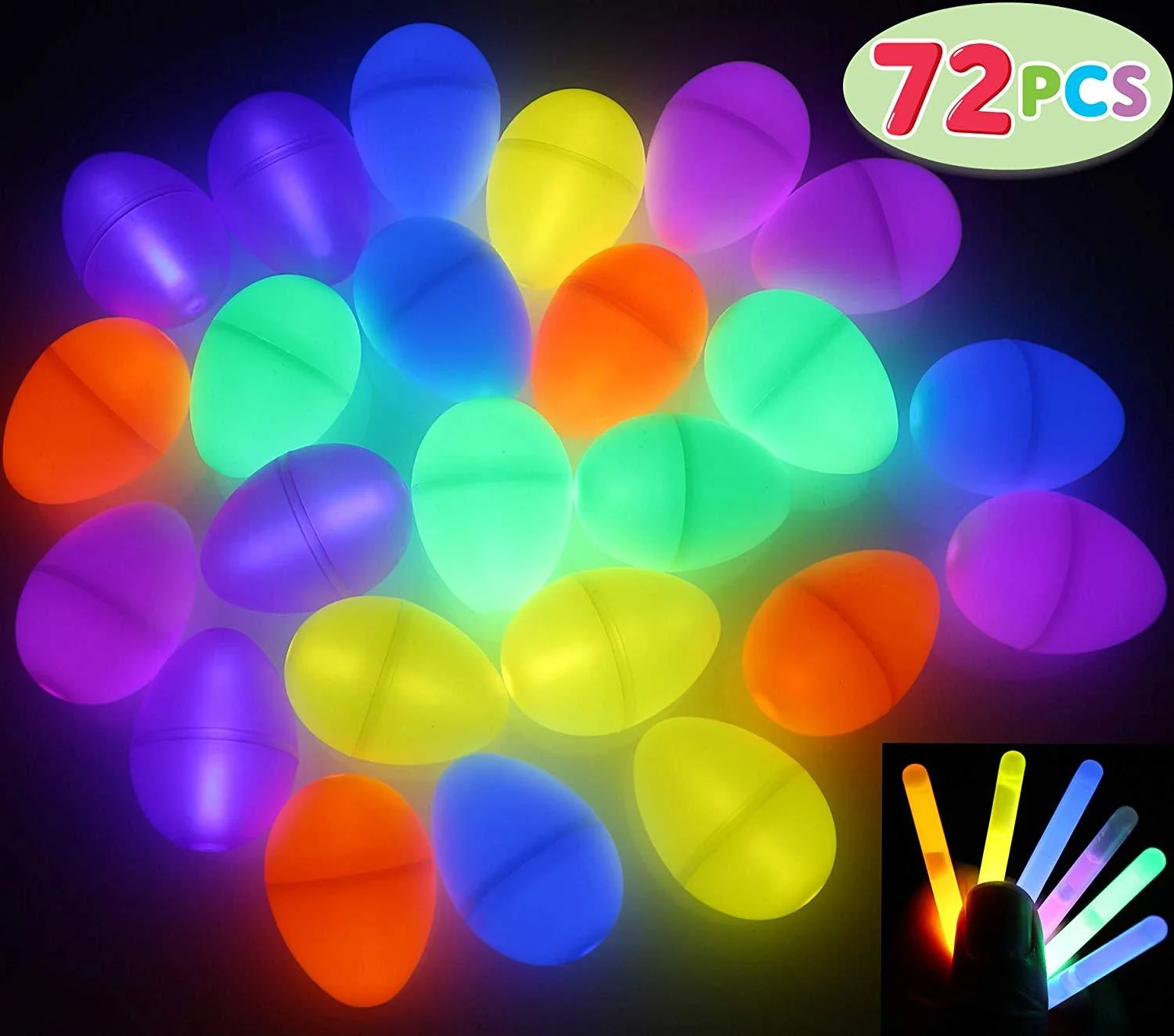 35Pcs/72Pcs/100Pcs Mini Glow Sticks Prefilled Easter Eggs for Easter Egg Hunt