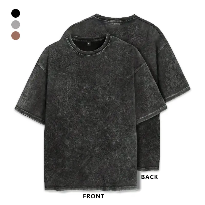 Men's Acid Washed Cotton Crew Neck Tee Regular Fit Casual Comfy Short Sleeve T-shirt for summer Men's Top for Daily Wear