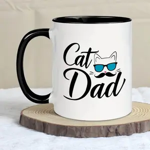 Cute Best Cat Dad Coffee Mug - Cat Dad Gifts Kitty Coffee Mug, Coffee Lover Gifts for Men from Mama, Birthday Christmas Anniversary Gift - White 11oz Funny Ceramic Cup