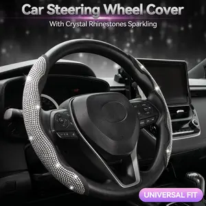 Car Steering Wheel Cover Rhinestone Bling Diamond Girl Women Fashion Accessories