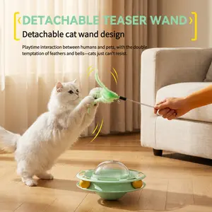 Juguete dispensador de comida para gatos tipo trompo que no se cae, juguete para gatos resistente a arañazos y mordiscos, túnel con trompo para jugar con gatos stimulating cat toys kitten interactive