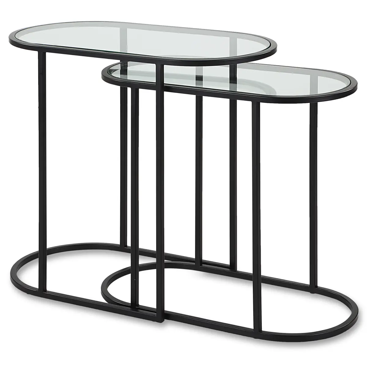 Extreme Sheer W23034 Iron Matte Black Nesting Table - Set of 2