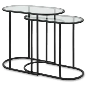 Extreme Sheer W23034 Iron Matte Black Nesting Table - Set of 2