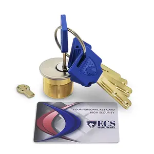 ECS HARDWARE Keyed Alike Mortise Cylinder Safety Lock - 1" Premium Durable Mortise Cylinder, Satin Chrome Finish (US26D)