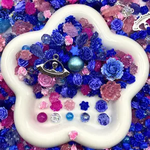 Cosmic Love - Soft Resin Nail Art Charms with Beads – Drillable Floral Resin Decorations for Press-On Nails, Jewelry & DIY Crafts