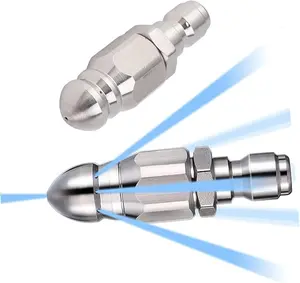 Sewer Cleaning Tool High-pressure Nozzle 65000 PSI Stainless Steel Pressure Washer Drain Jetter Hose Nozzle with 1/4" Quick Connector Cleaning Accessories