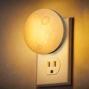 Plug-in Wall Moon Night Light - Dimmable Adjustable LED Lunar Lamp with 3 Color Lighting, Timer, Decorative Night Light for Kids Bedroom, Home Decor, Adjustable Leds